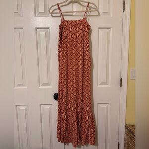 Mossimo Supply Co. Red and White Patterned Maxi Dress